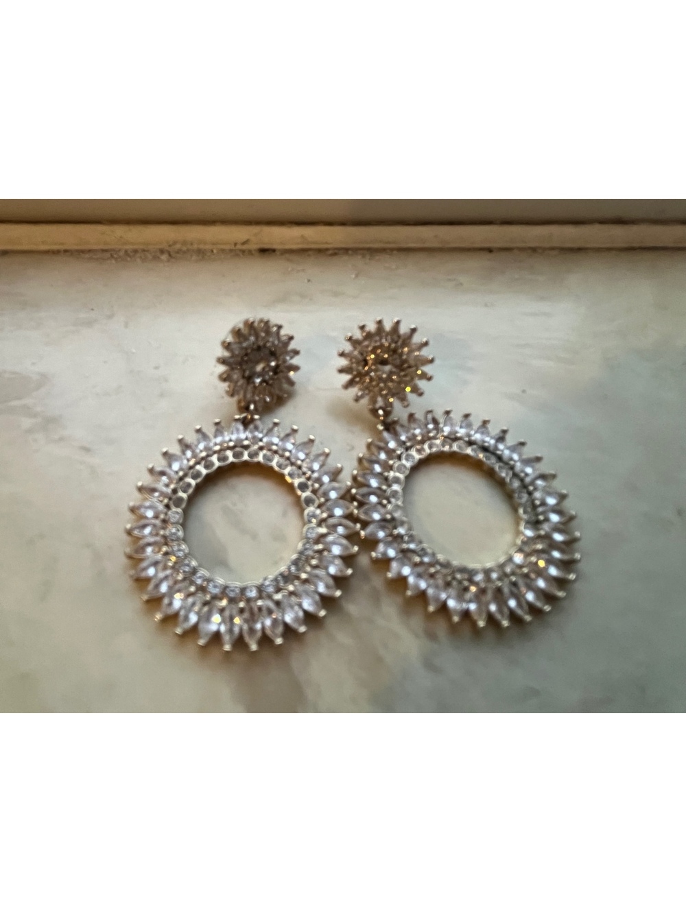 J Crew Silver-Tone Crystal Dangle Earrings
